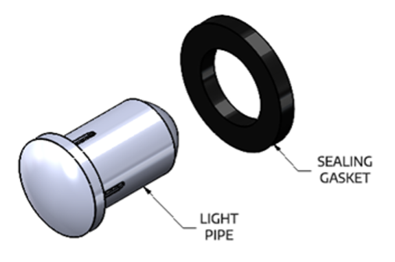 Figure 3: Adding a sealing gasket between a friction fit light pipe and the panel can provide IP54 protection. [Source: Bivar]